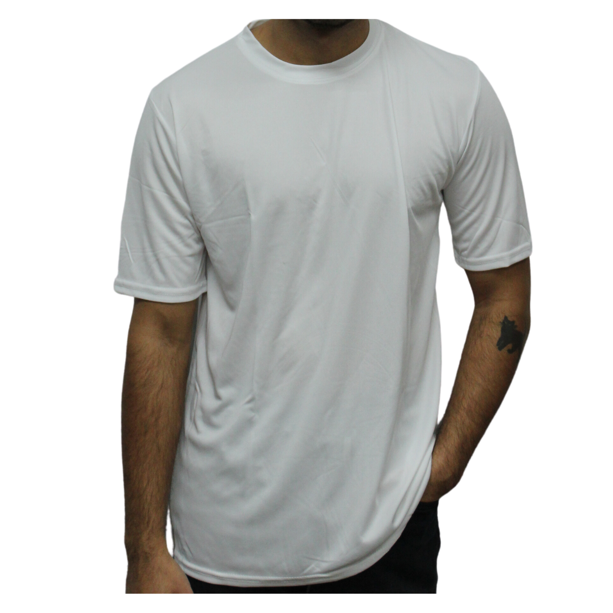 Adult Polyester Short Sleeve T-Shirt - White, Large image