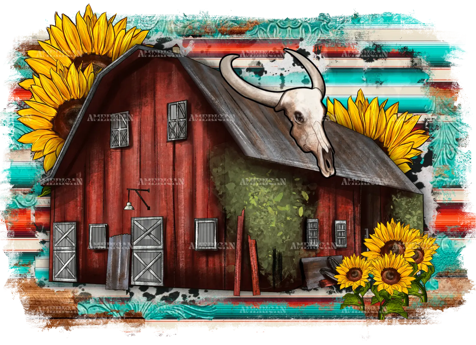 Barn_And_Sunflowers_cowhide