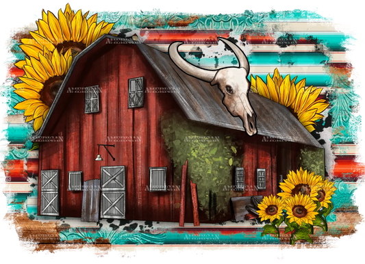Barn_And_Sunflowers_cowhide