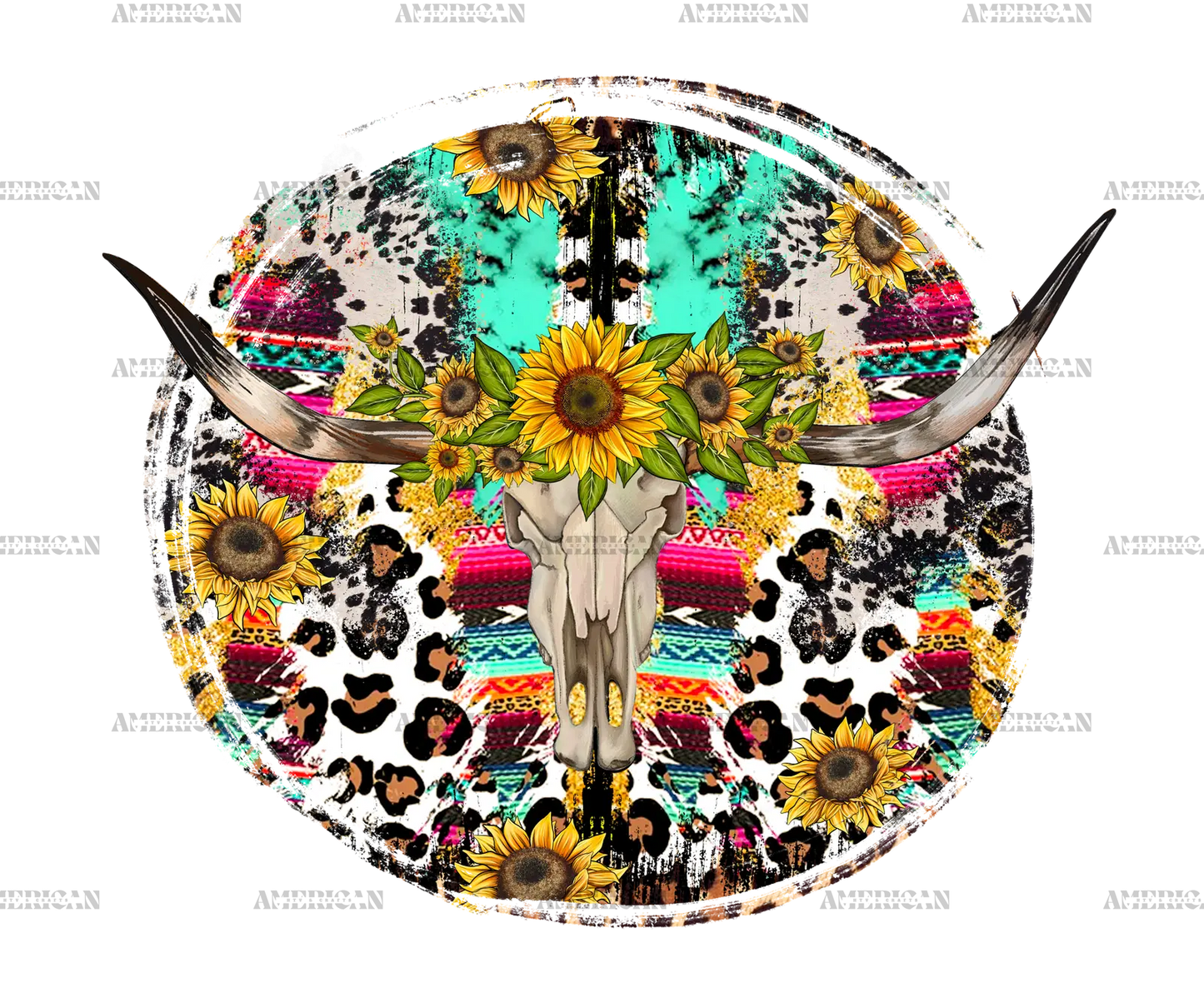 Bull_Skull_With_Sunflowers