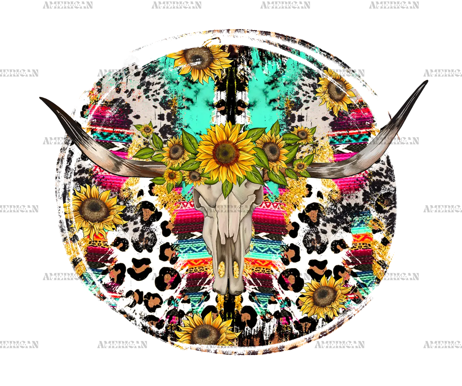 Bull_Skull_With_Sunflowers